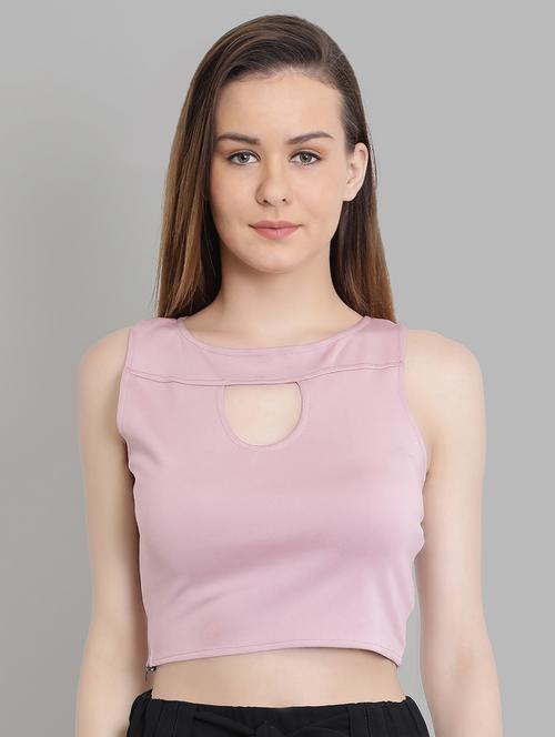 women's crop key hole neck top - 16664813 -  Standard Image - 0