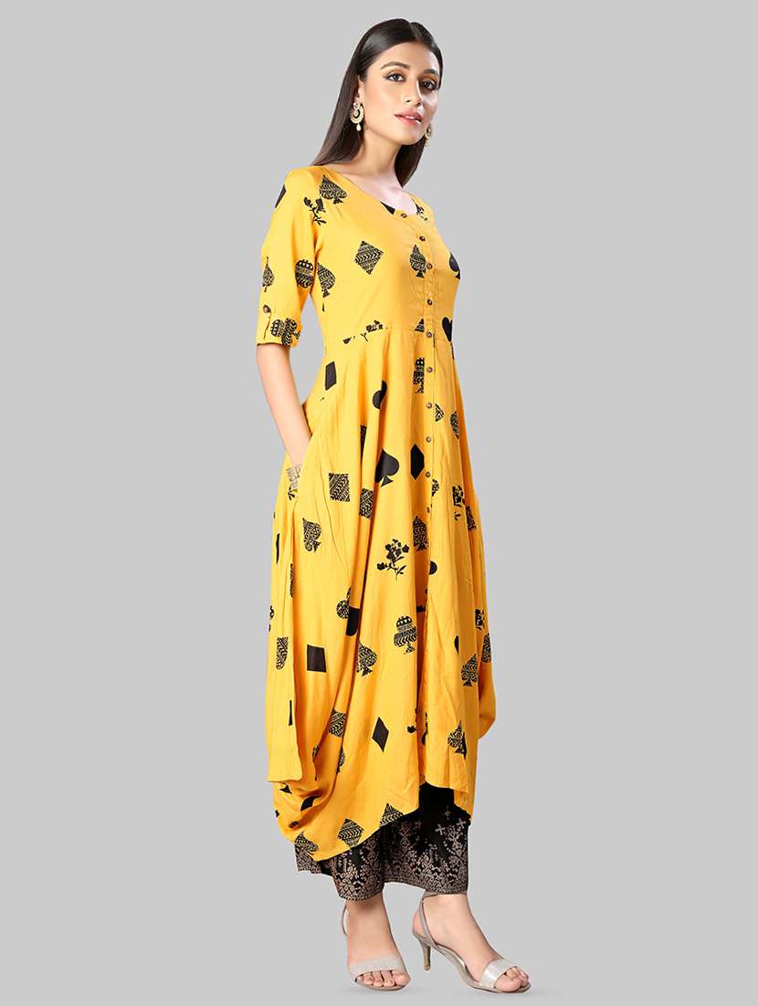 conversational print a-line kurta - 16666015 - Standard Image - 1