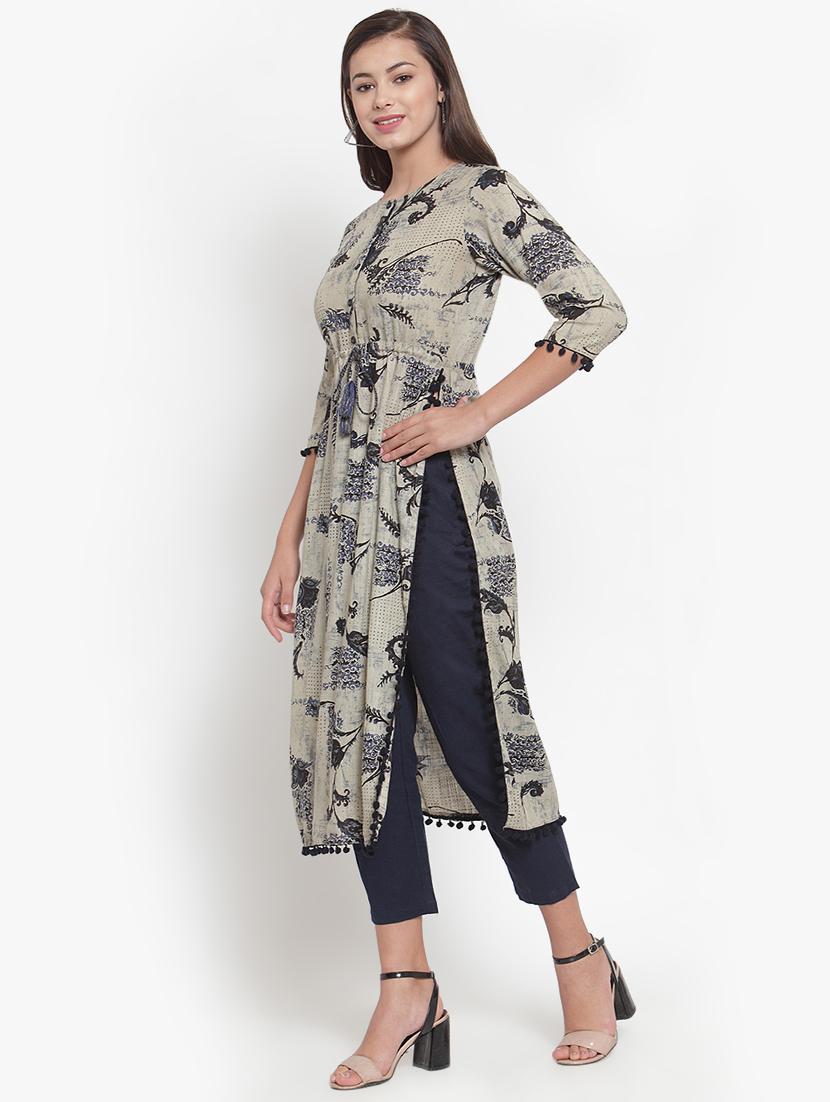 floral print straight kurta pant set - 16666434 -  Standard Image - 1
