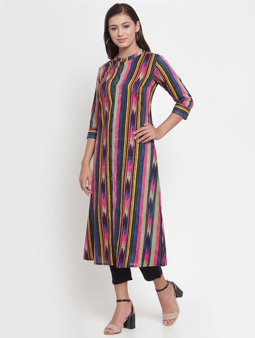 ikat print kurta pant set - 16666443 - Standard Image - 1
