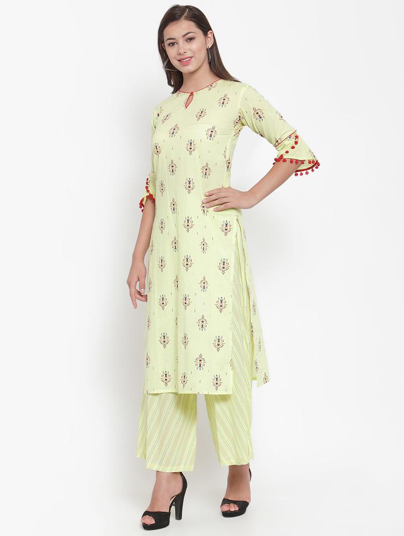 printed straight kurta palazzo set - 16666445 - Standard Image - 1