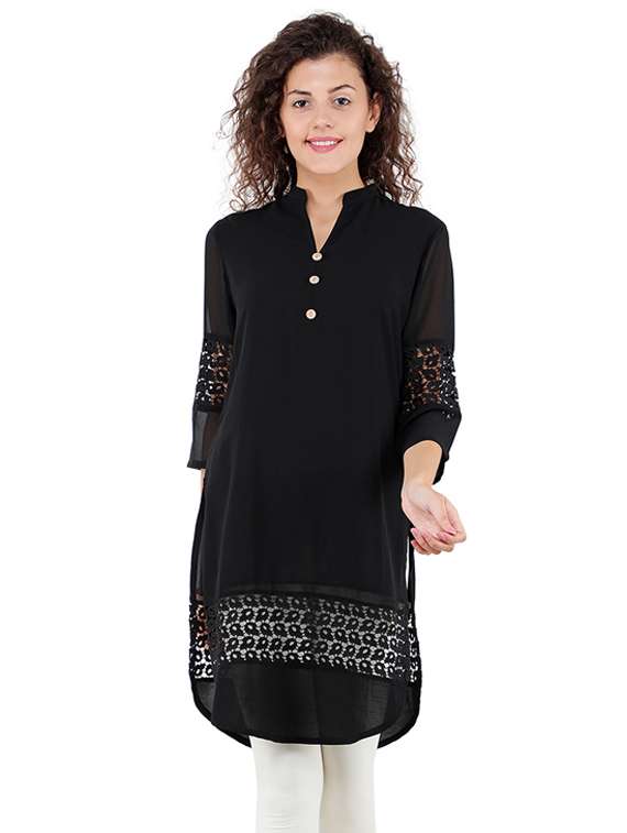 lace insert straight kurta