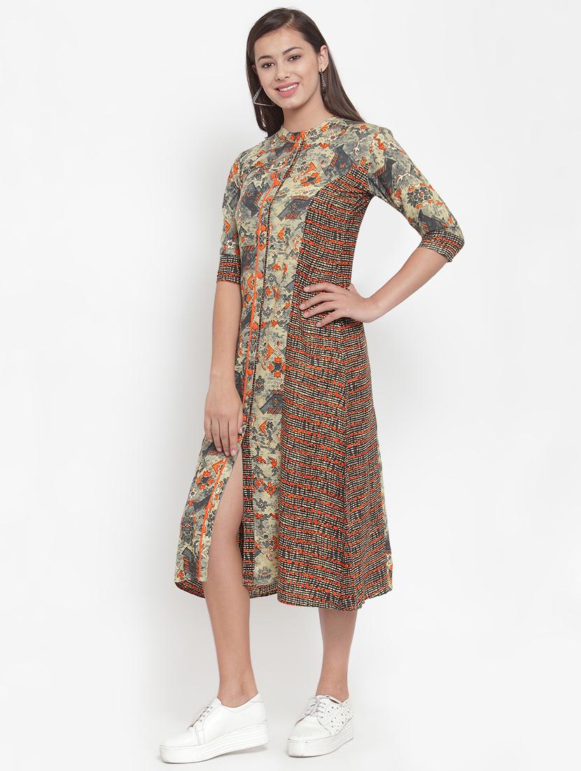 abstract print a-line dress - 16666722 - Standard Image - 1