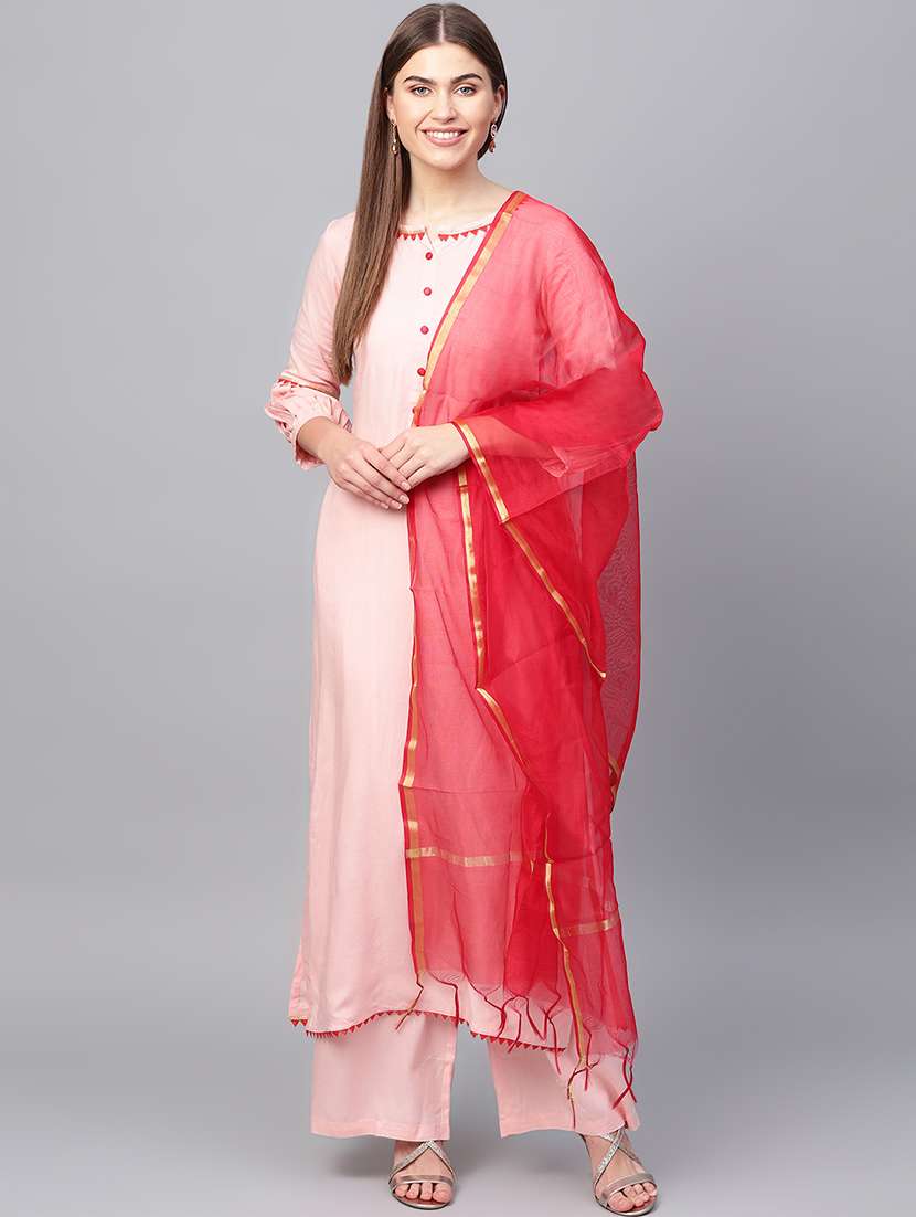 gota patti kurta palazzo with dupatta set
