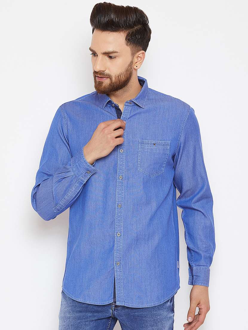 blue denim casual shirt