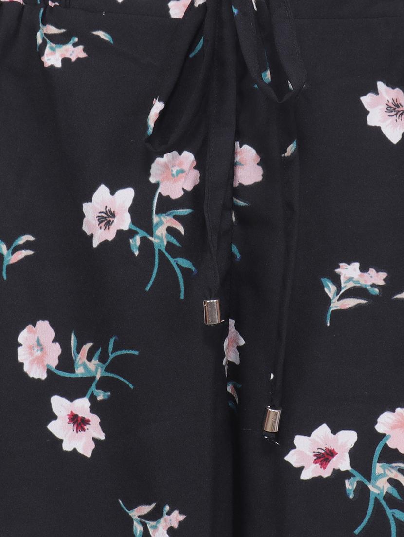 drawstring floral flat front trouser - 16668305 - Standard Image - 4