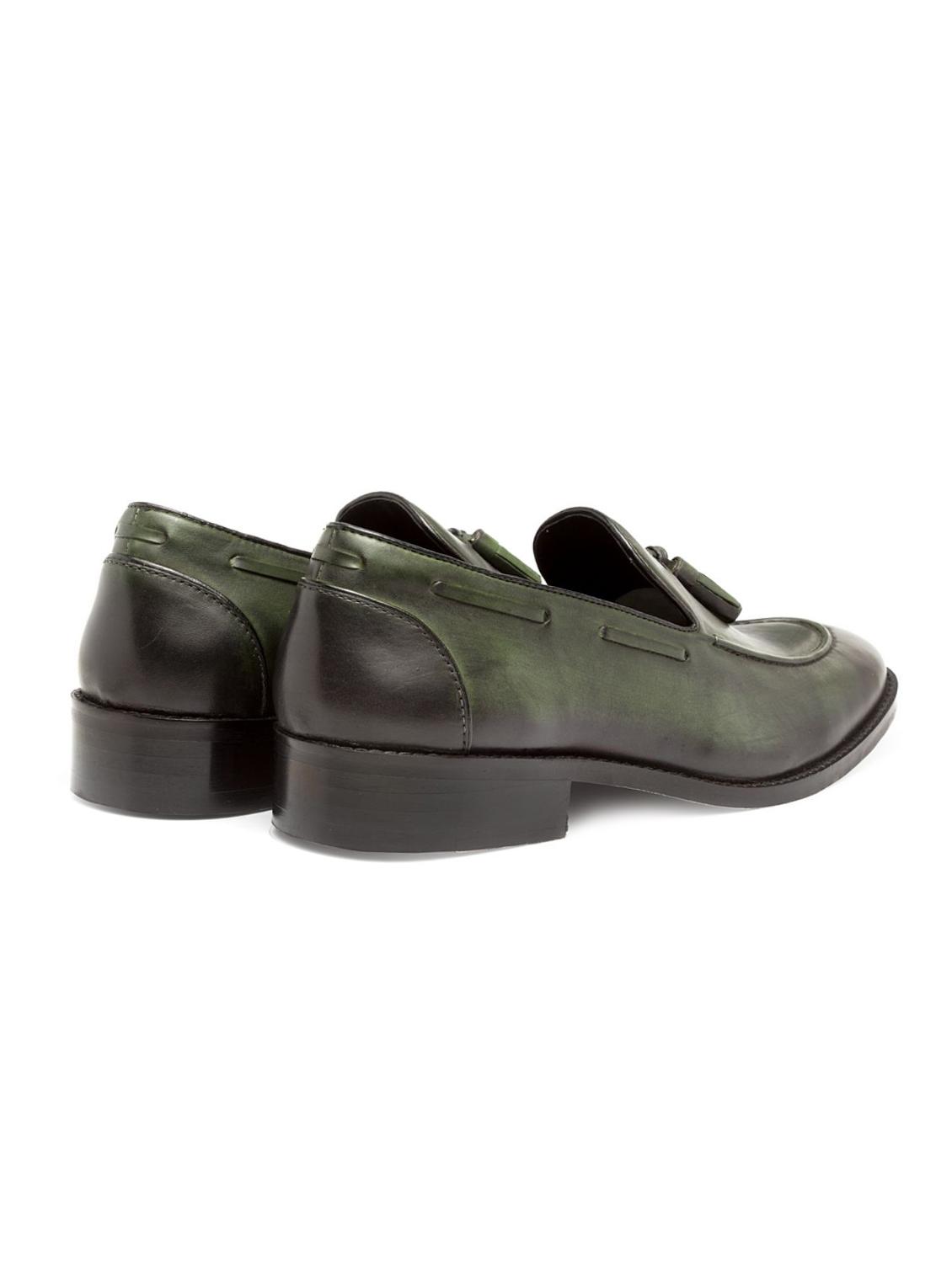green leatherette tassel slip ons - 16669022 - Standard Image - 1