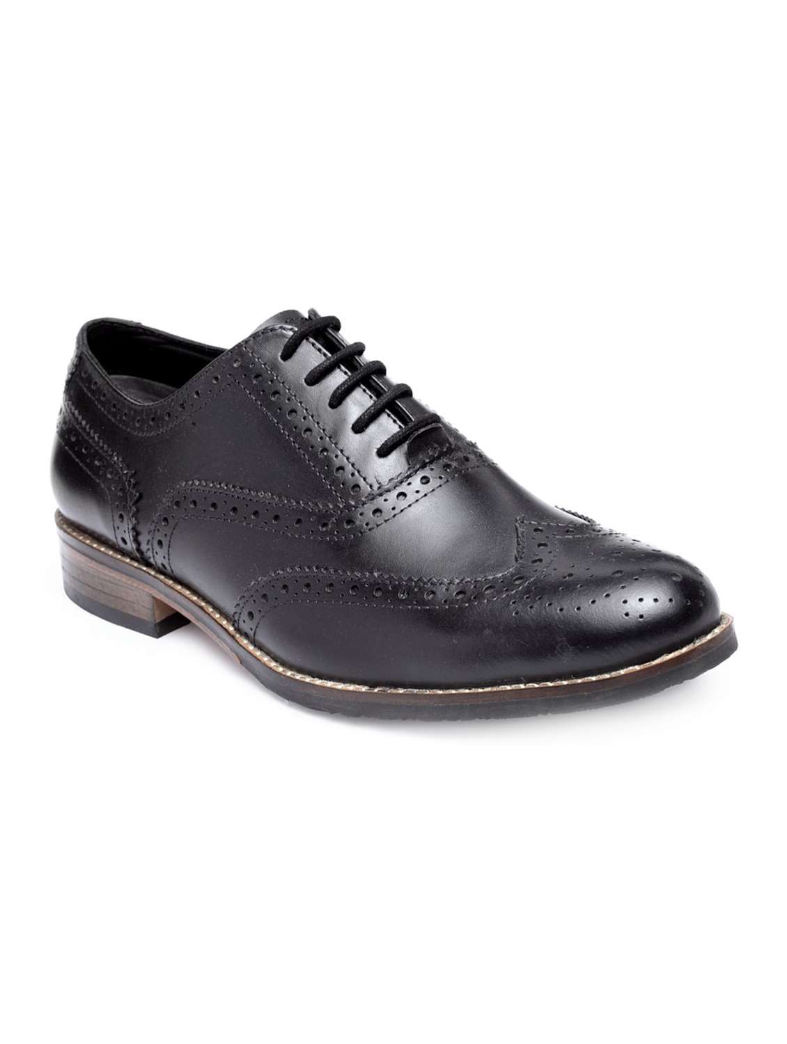 black leatherette lace-up brouges