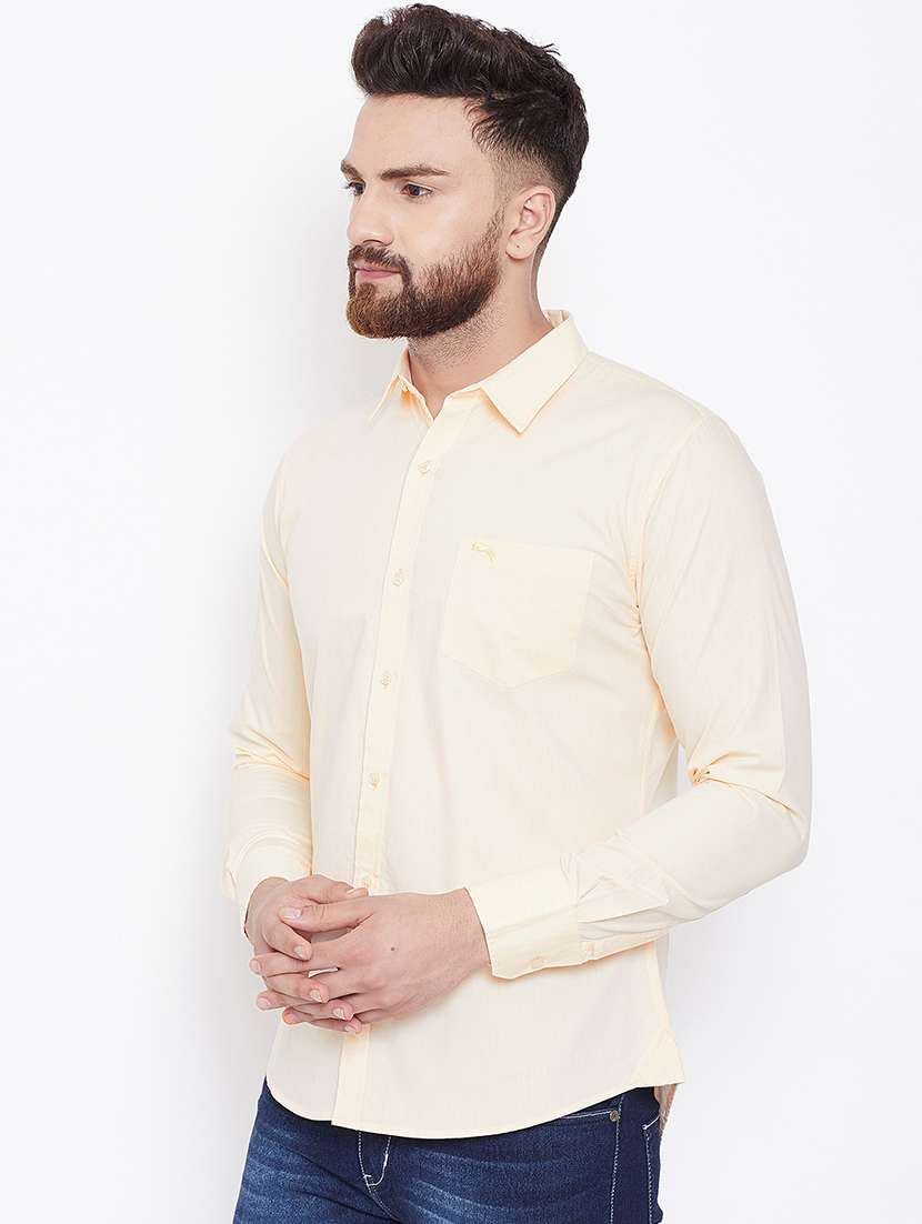 yellow solid casual shirt - 16669317 - Standard Image - 1
