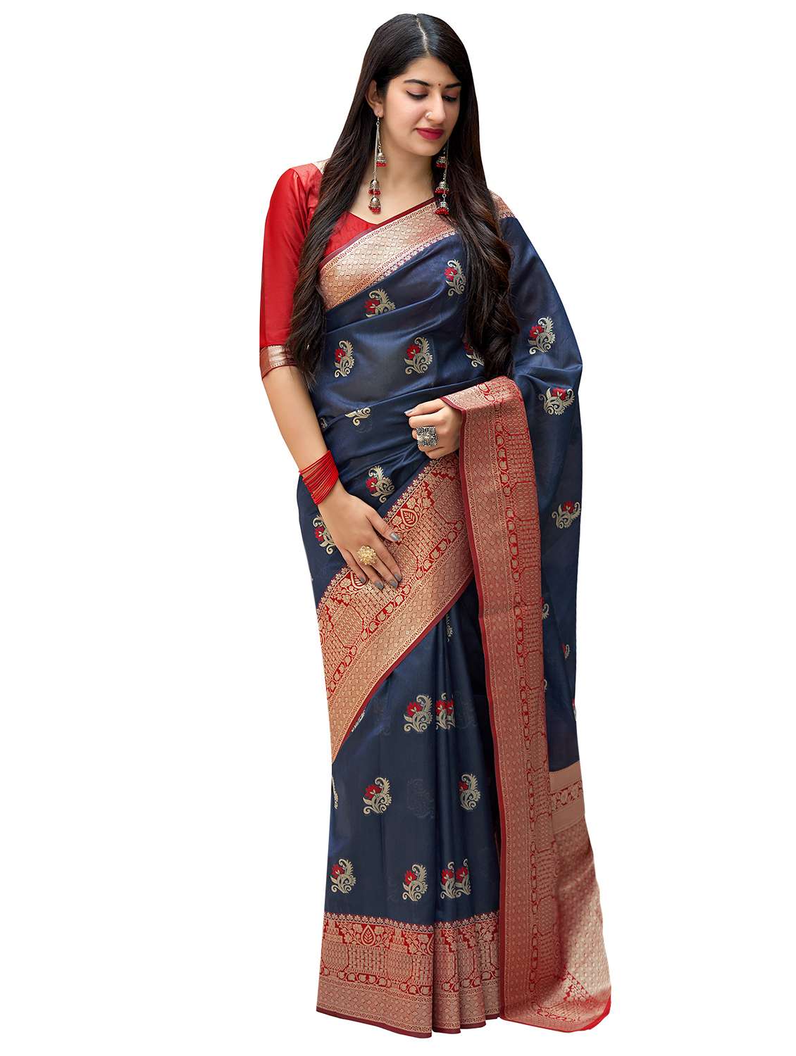 self design banarasi saree with blouse