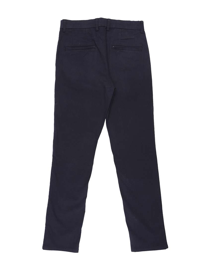 dark blue cotton blend casual trouser - 16672546 -  Standard Image - 1