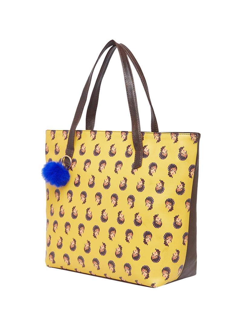 yellow leatherette (pu) regular tote - 16673092 - Standard Image - 4