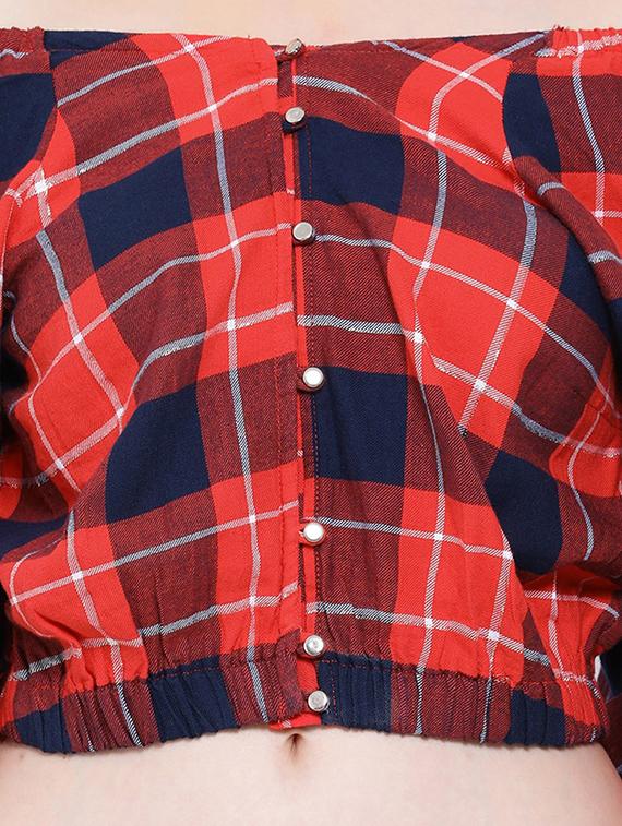 off shoulder gingham top - 16673815 - Standard Image - 4