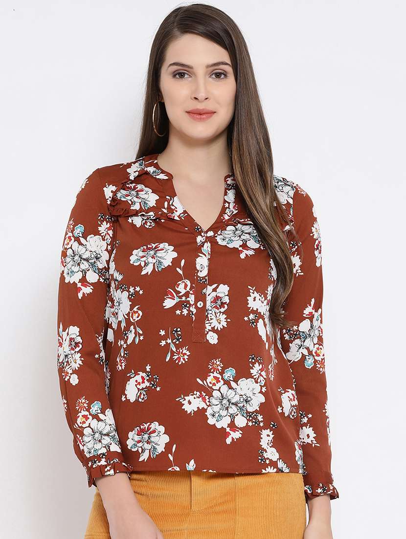 women's straight mandarin neck top