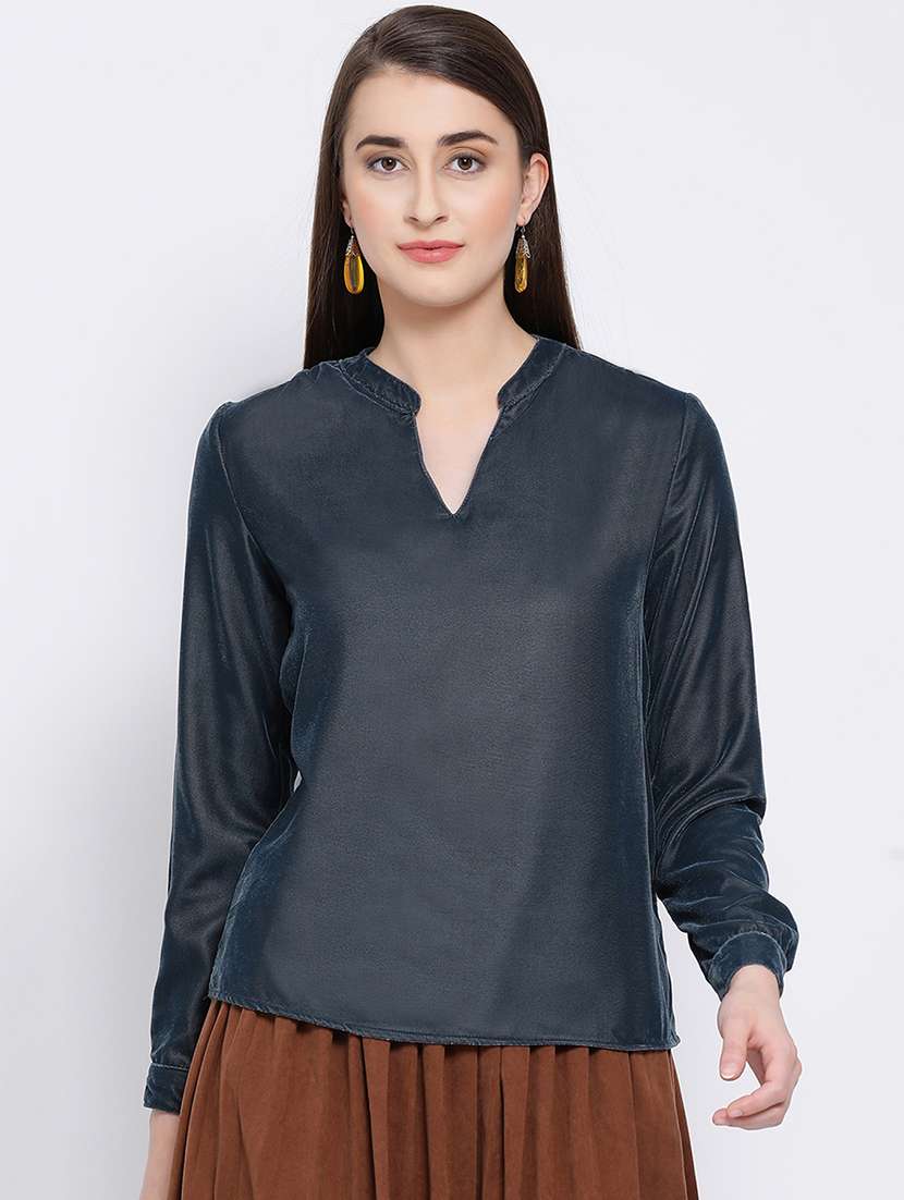 mandarin neck long sleeved top