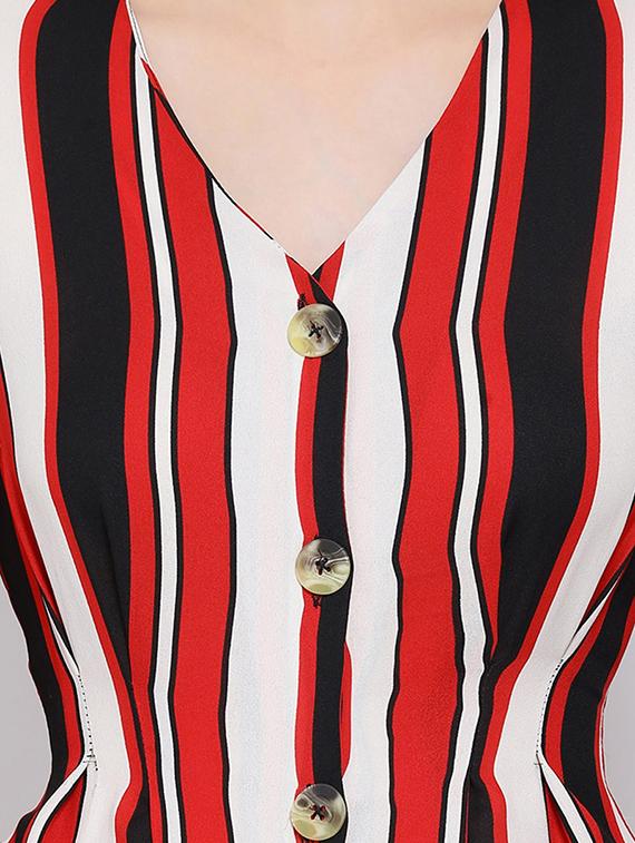 button detail side tie up striped top - 16673825 - Standard Image - 4