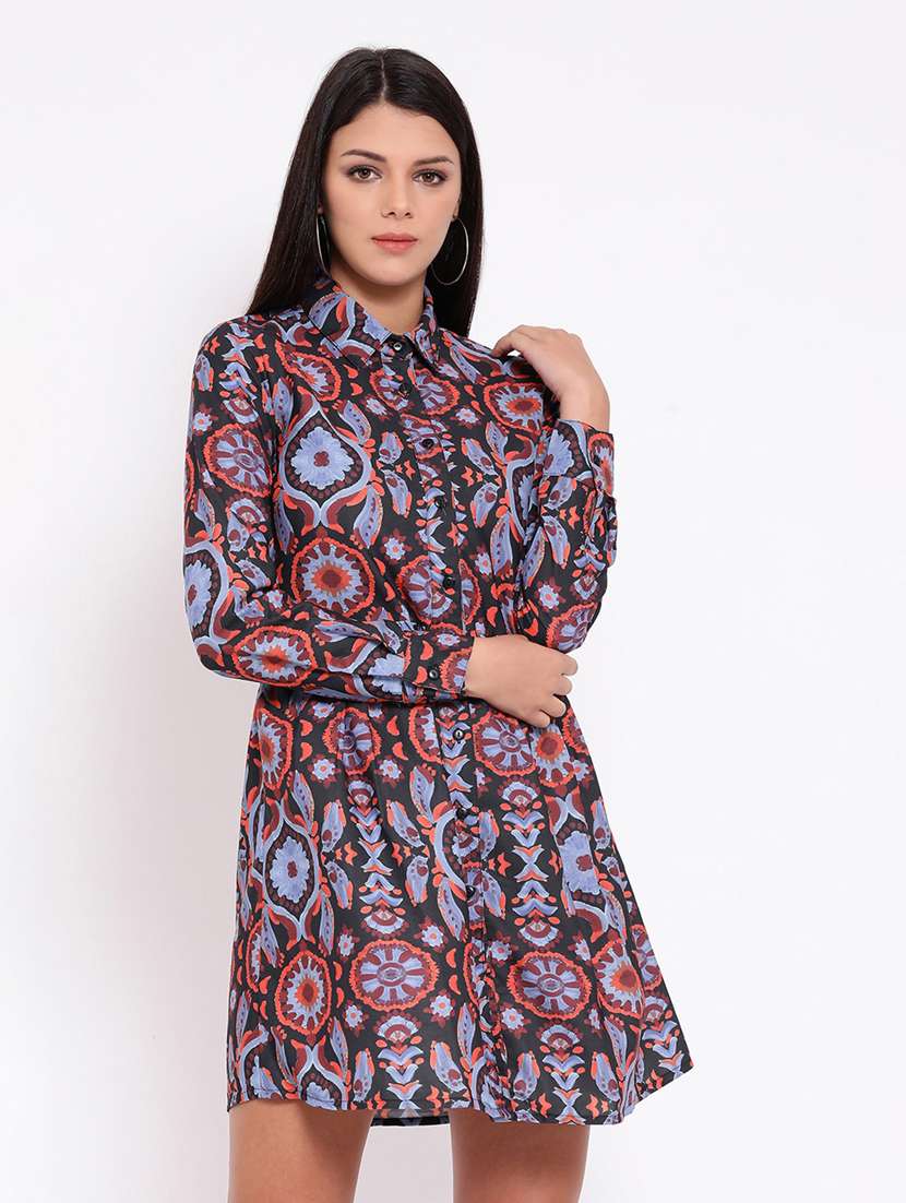 women's shirt printed dress