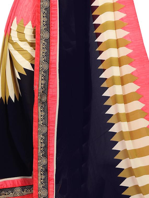 women's printed pink colored saree with blouse - 16675106 - Standard Image - 1