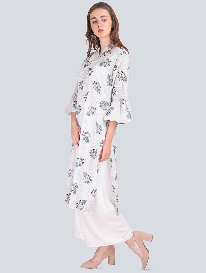 floral straight bell sleeves kurta - 16677537 -  Standard Image - 1