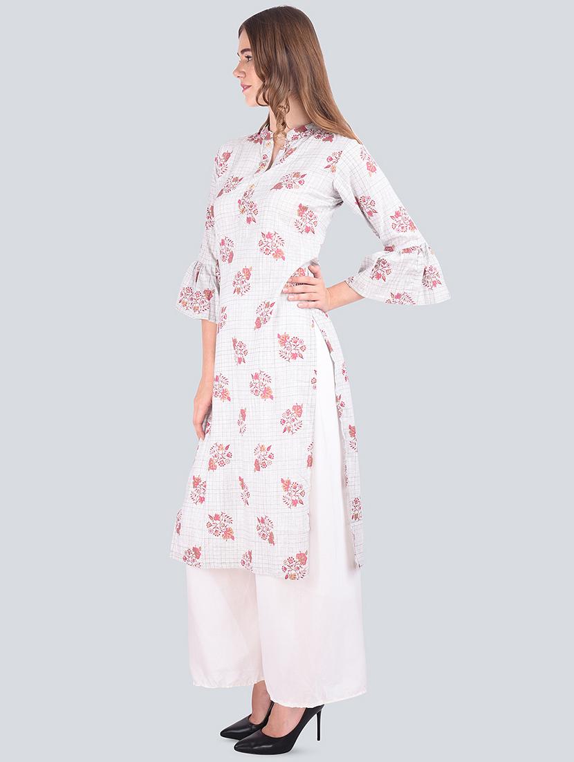 floral straight bell sleeves kurta - 16677538 -  Standard Image - 1