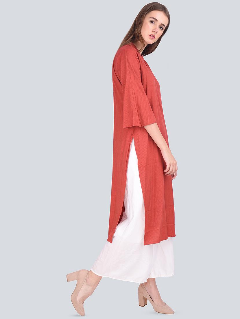 solid straight ethnic dress - 16677539 - Standard Image - 1