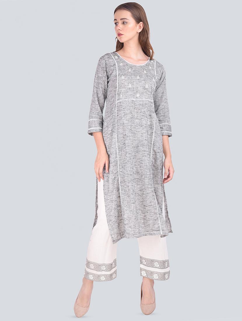 embroidered kurta palazzo suit set - 16677543 -  Standard Image - 1