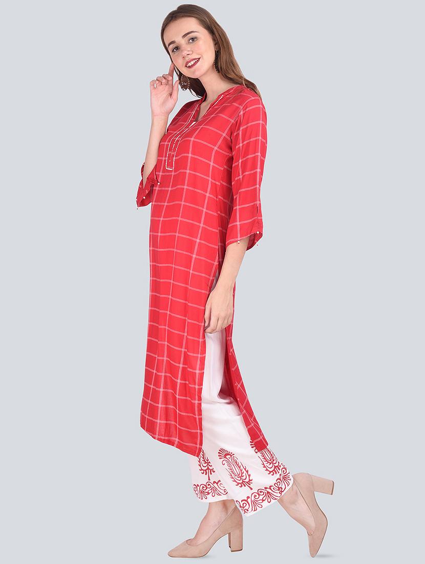 checkered kurta palazzo set - 16677546 -  Standard Image - 1
