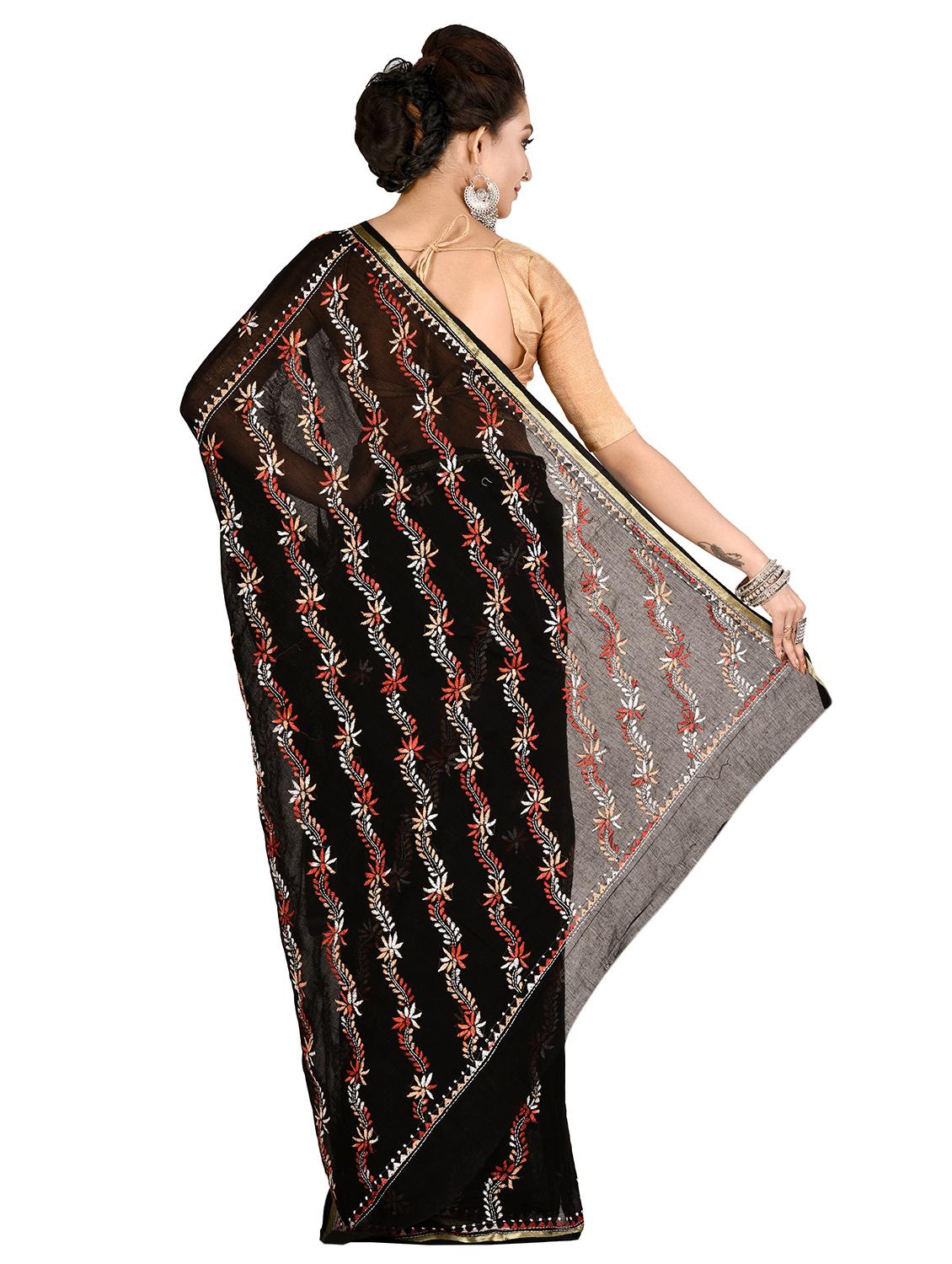floral embroidered saree  with blouse - 16678299 -  Standard Image - 1
