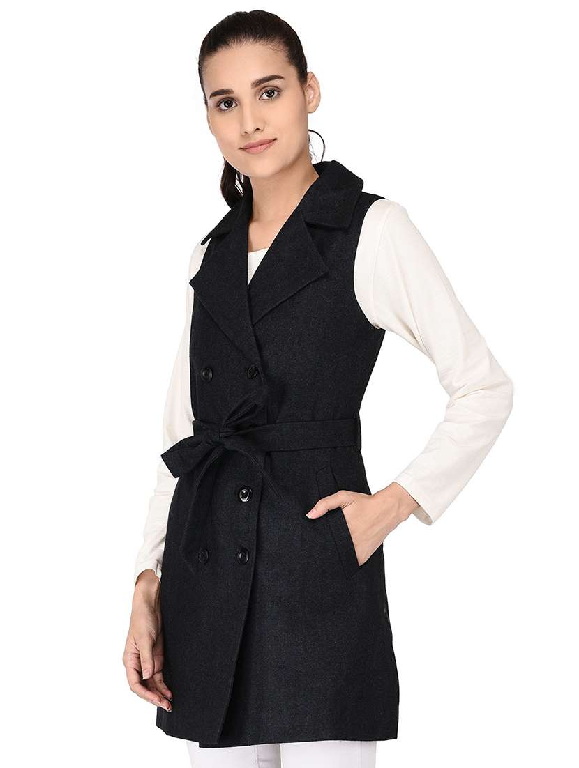lapel neck wool trench/overcoat coat - 16679830 - Standard Image - 1