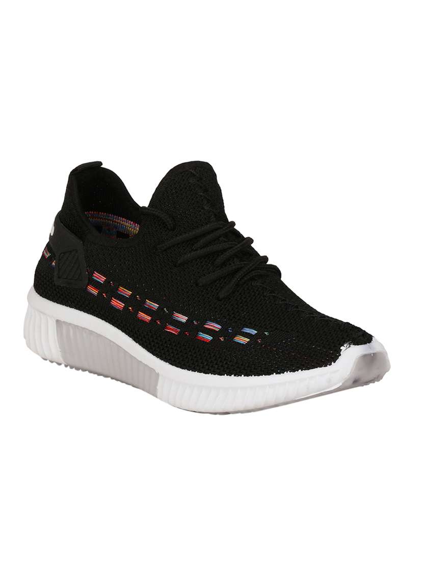 black lace-up sports shoes