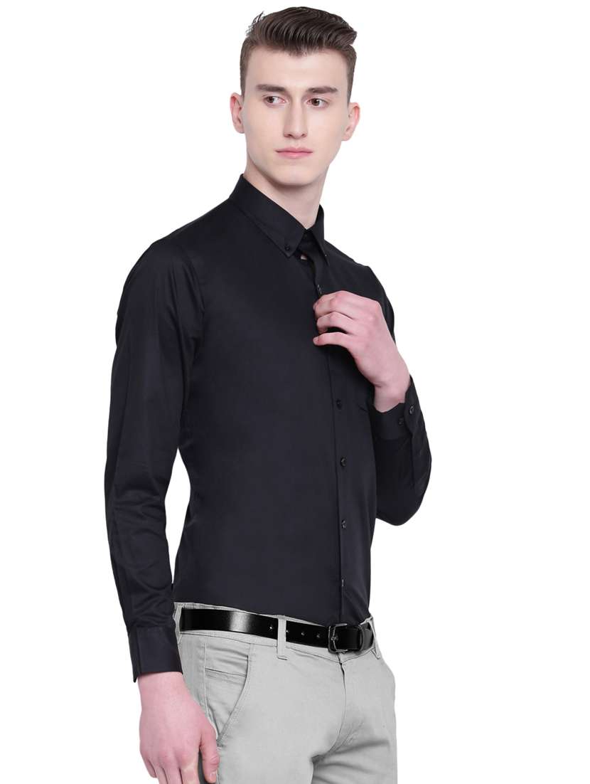 black solid formal shirt - 16680736 -  Standard Image - 1