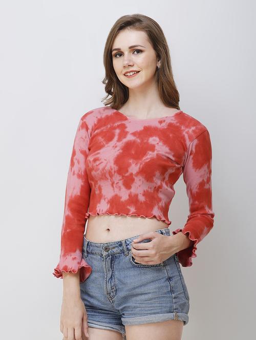 women's crop round neck top - 16681719 - Standard Image - 0