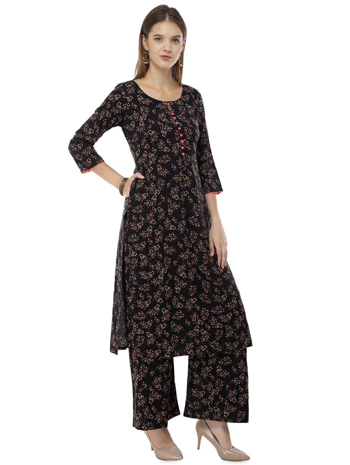 floral printed with palazzo kurta - 16682435 - Standard Image - 1