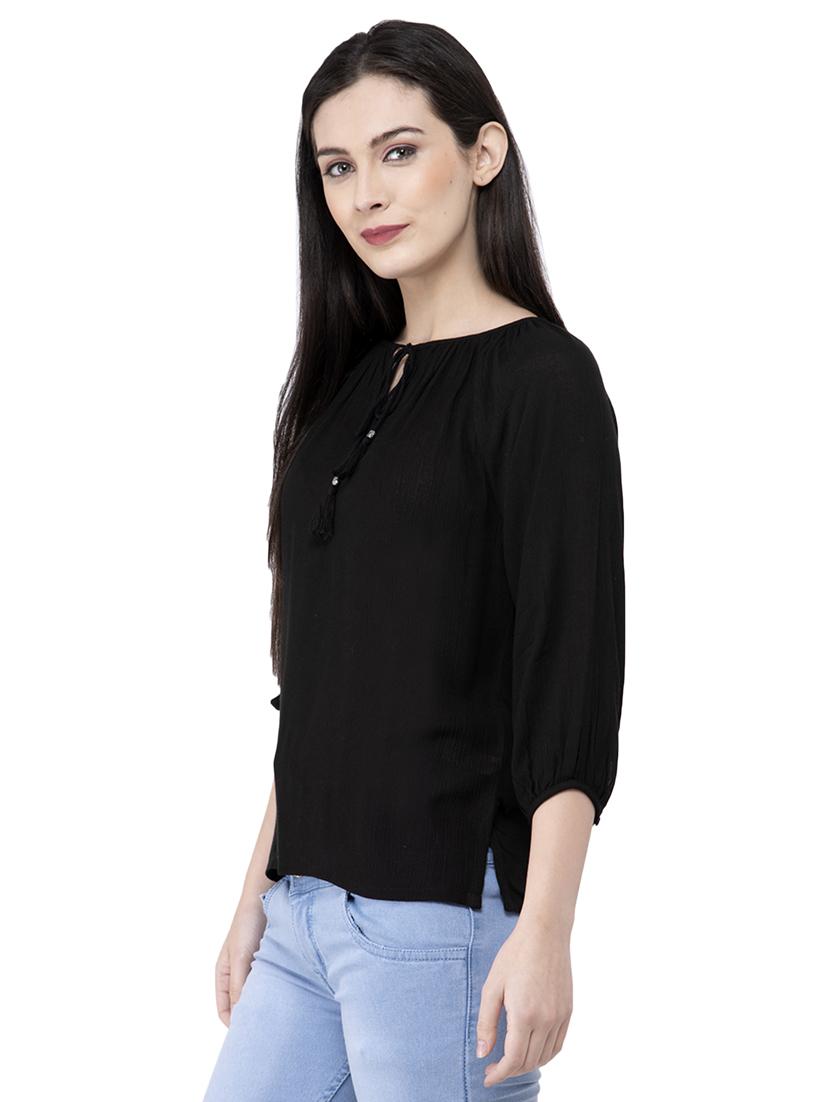 tie up neck solid top - 16682791 - Standard Image - 1