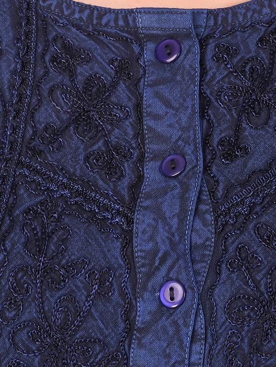 round neck embroidered laced detai top - 16684366 - Standard Image - 4