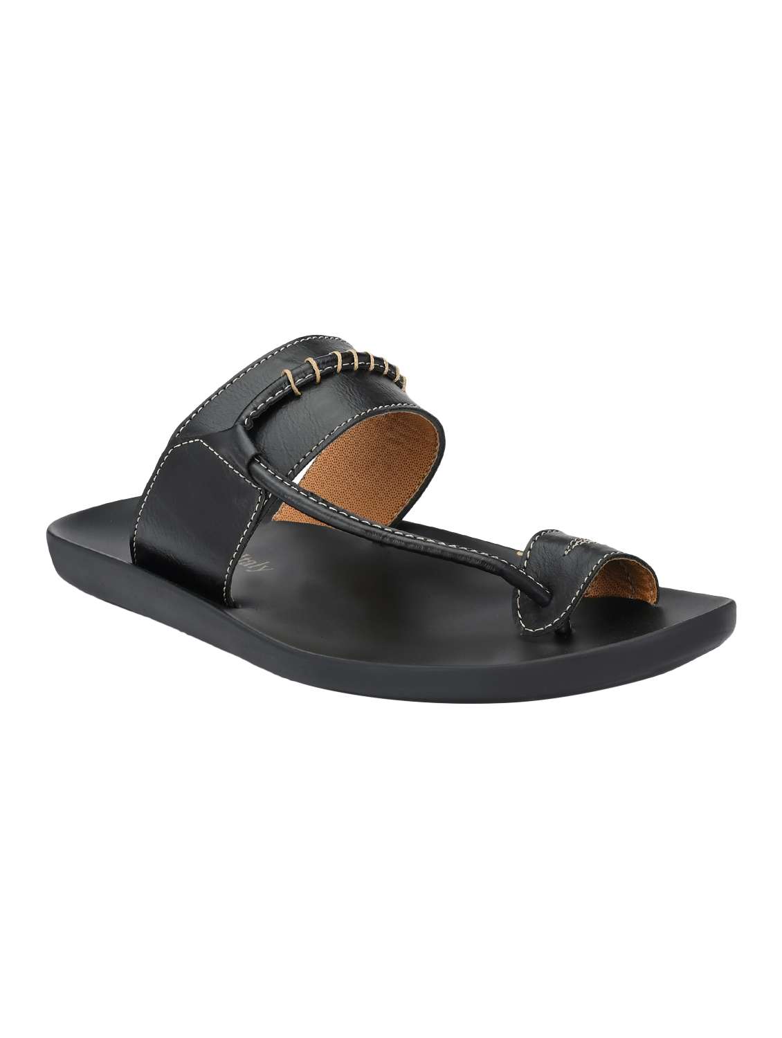 black leatherette kolhapuri sandal