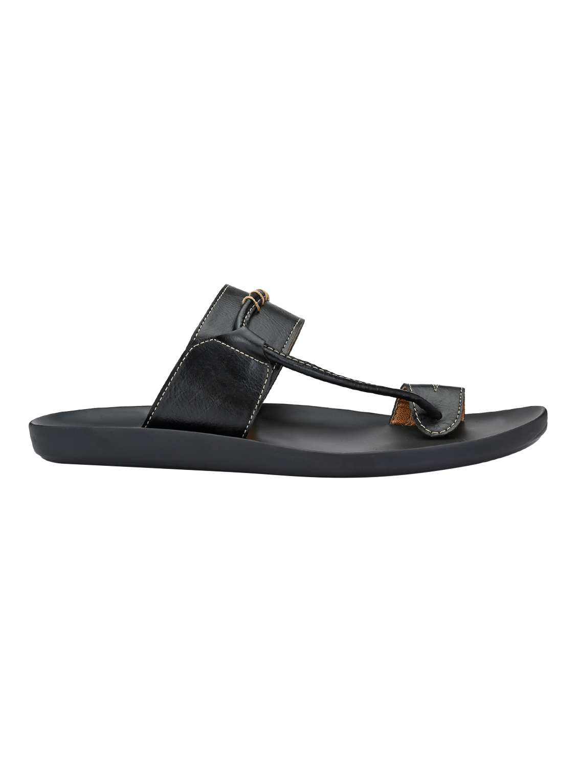 black leatherette kolhapuri sandal - 16685386 - Standard Image - 1