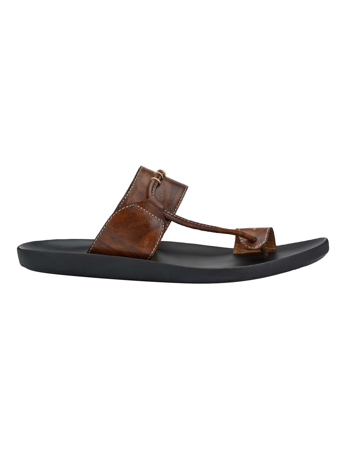 brown leatherette kolhapuri sandal - 16685391 -  Standard Image - 1