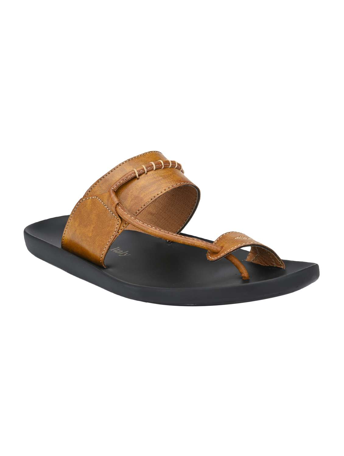 tan leatherette kolhapuri sandal