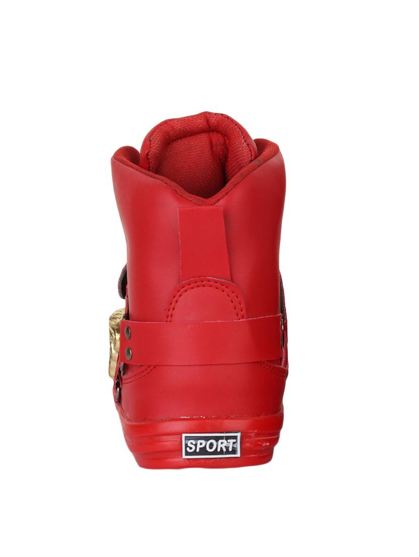 red leatherette lace up sneakers - 16685884 - Standard Image - 1
