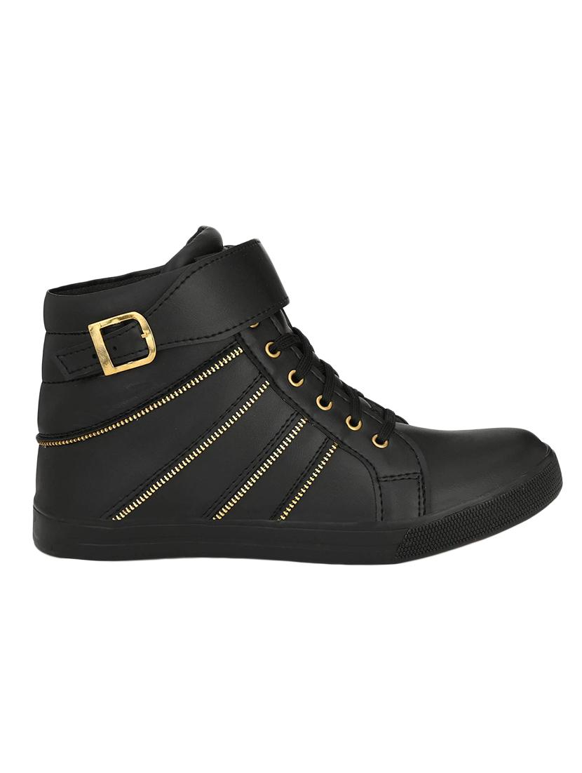 black leatherette lace up sneakers - 16685897 -  Standard Image - 1