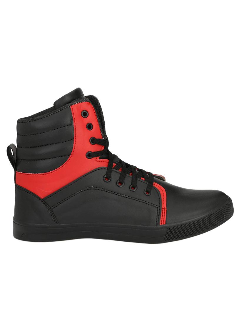 black leatherette lace up sneakers - 16685901 - Standard Image - 1