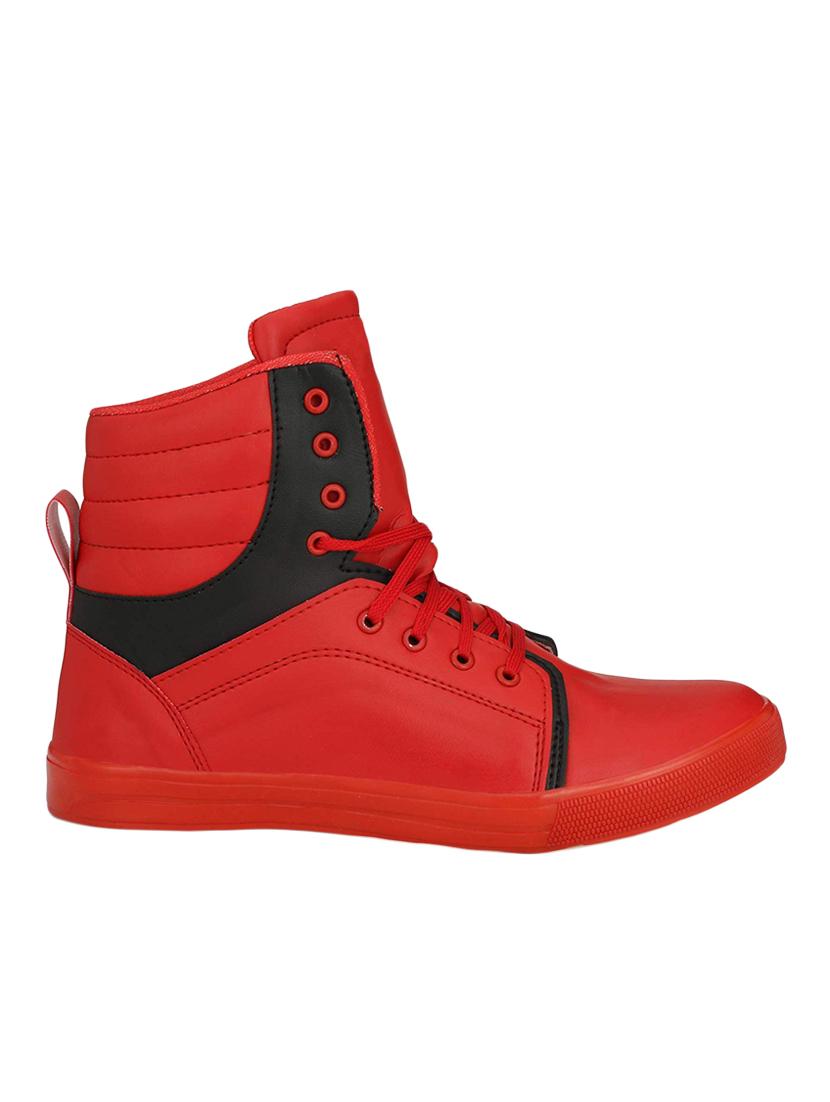 red leatherette lace up sneakers - 16685903 -  Standard Image - 1
