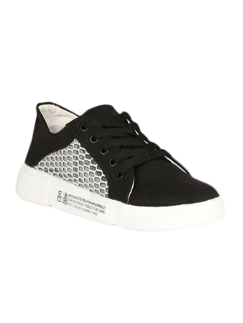 black lace-up sneakers