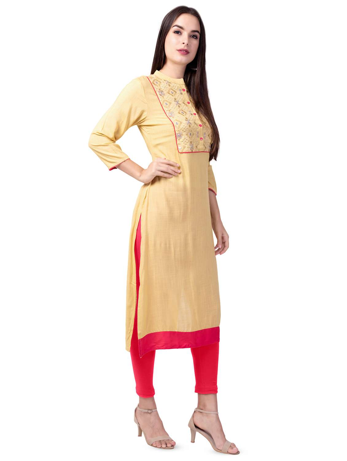 tonal embroidered straight kurta - 16695485 -  Standard Image - 1