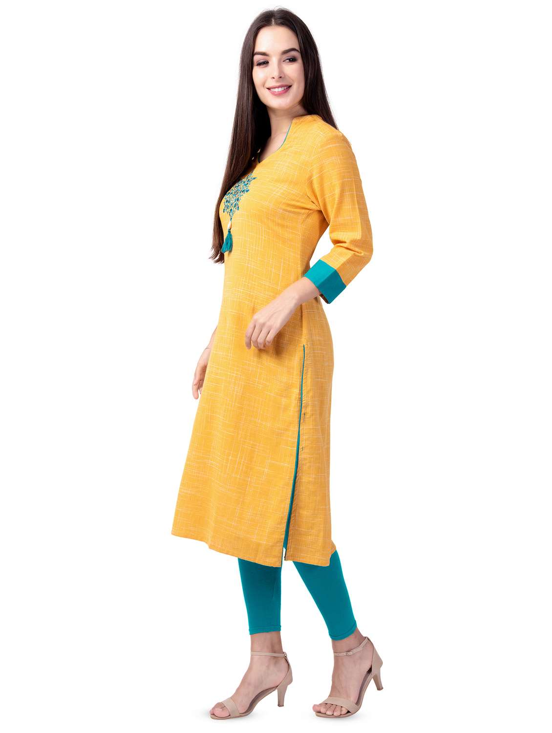 yoke embroidered straight kurta - 16695487 - Standard Image - 1