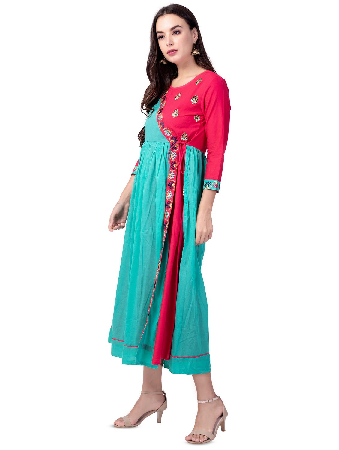 embroidered layered kurta - 16695492 - Standard Image - 1