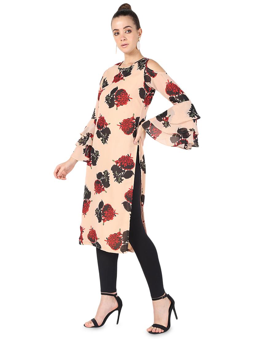 floral printed bell sleeves straight kurta - 16695715 -  Standard Image - 1