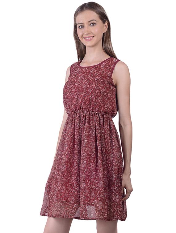 round neck gathered a-line dress - 16695750 -  Standard Image - 1