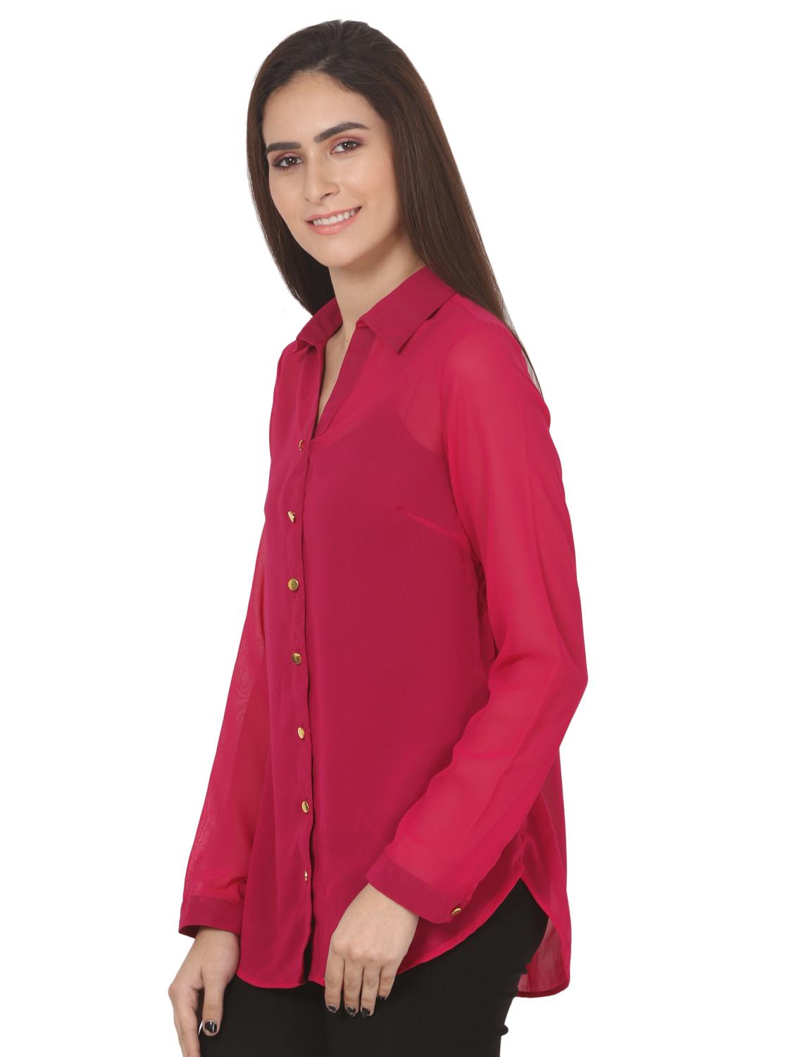long sleeved curved hem shirt - 16695757 - Standard Image - 1